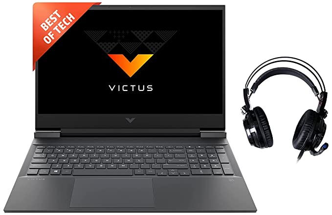 HP Victus Latest AMD Ryzen 5 5600H Processor 16.1 inch(40.9 cm) FHD Gaming Laptop, 16-E0162ax & H200Gs Wired Gaming Over Ear Headphones with Mic, Lightweight Design (8AA07AA)