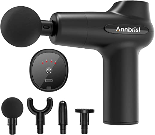 Annbrist Massager Gun Handheld Cordless Quiet Massager Percussion Electric Muscle Massager, Portable, Brushless Motor, Relieves Muscle Tension and Pain