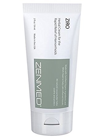 ZENMED Ziro - 2 oz Natural Herbal Cream with Organic Ingredients for Fast Pain Relief of Hemorrhoids Formula Heals Burning Itching Swelling & Pain