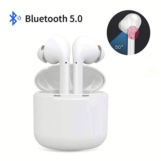 Bluetooth Wireless Earbuds, True Wireless Headphones Sweatproof Sports Bluetooth Headset, with Portable Charge for Android/iPhone (White)