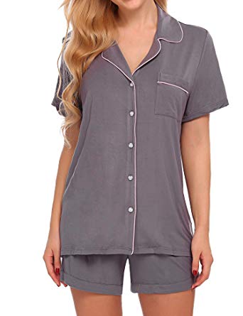 Ekouaer Pajamas Women's Short Sleeve Sleepwear Soft Pj Set XS-XXL