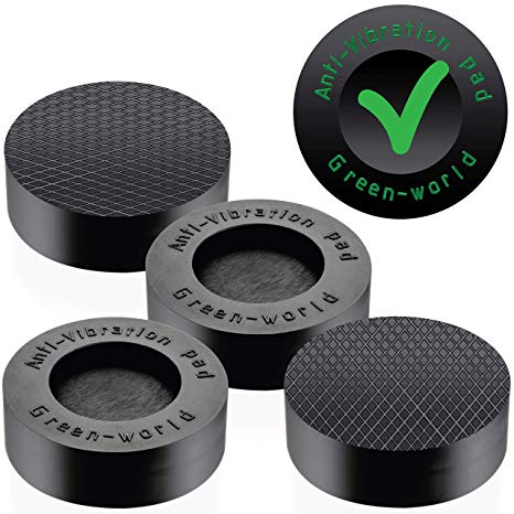 Washer Dryer Antivibration and Anti-Walk Pads - Anti Vibrant Pad set of 4 Washpuck - Excludes Walking Feet Reduces Vibration as Washing Machine Mat Pan Tray Stand Stabilizer Pedestal by Green-World