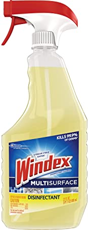 Windex 679594 Antibacterial Multi-Surface Cleaner, Lemon Scent, 23 oz Spray Bottle, 8/Carton