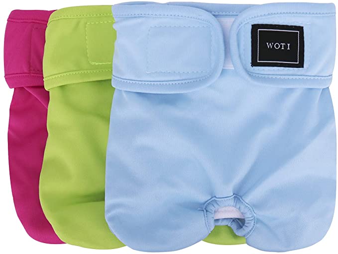 WOT I Reusable Dog Diapers, 3PCS Female Pet Puppy Nappy Pants, Durable Comfortable Washable Sanitary Panties (S)