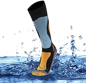 SuMade 100% Waterproof Socks, Unisex Winter Warm Breathable Knee High Cushioned Wicking Cycling Hiking Skiing Socks 1 Pair