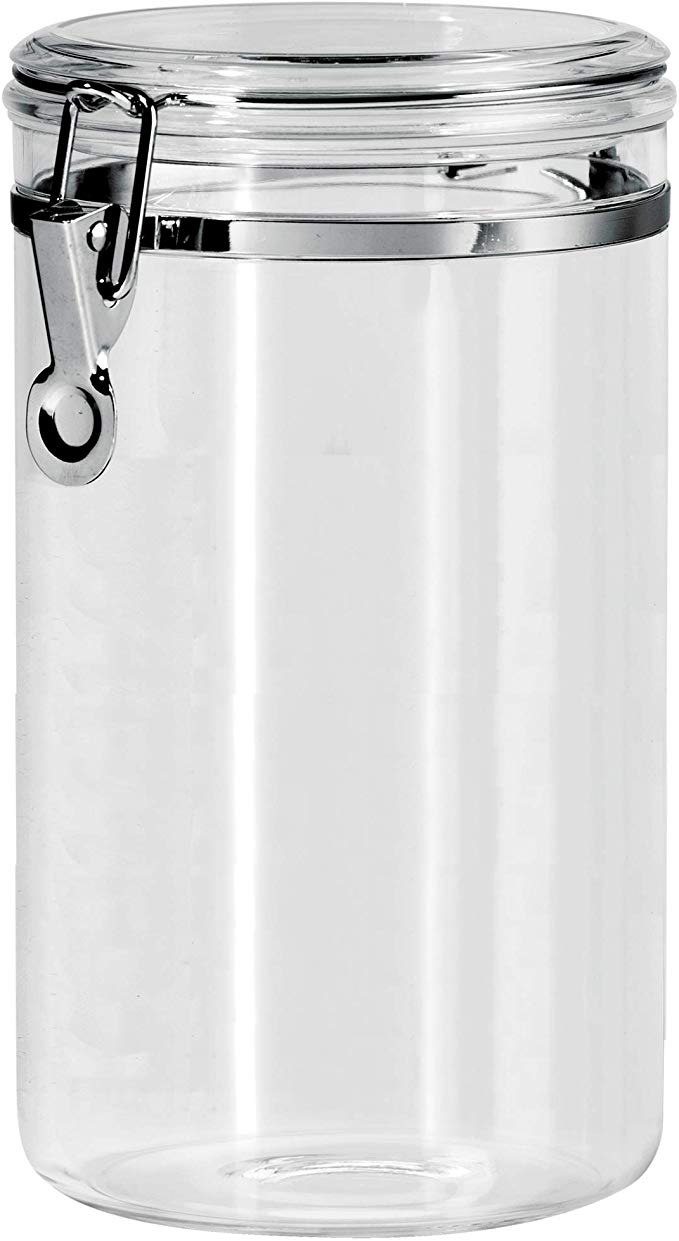 Oggi Acrylic Airtight Canister with Clamp, 65-Ounce