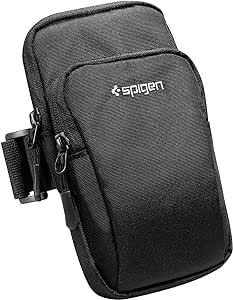 Spigen Armband Dynamic Shield [Ultra-Leicht] Handytasche Handyhalterung Joggen Handy Universal [Schnelltrocknend] Kompatibel mit iPhone 15 Pro Max, Galaxy S24 Ultra, Google Pixel -Schwarz