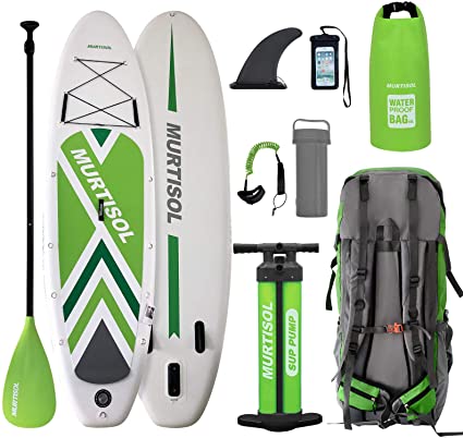Murtisol Pro 10.5'33"6" Inflatable Paddle Board Stand Up Paddle Board with Premium Accessories Dual Chamber Triple Action Pump 10L Waterproof Bag Adjustable Paddle Ankle Leash Multifunction Bag