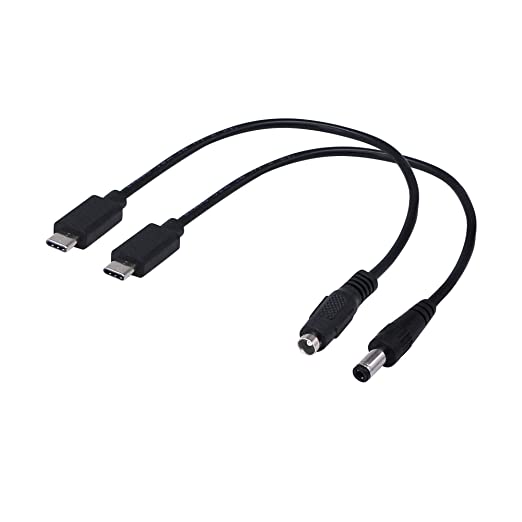 SinLoon USB 3.1Type-C Male to DC5.5 X 2.5mm Male Female Power Plug Extension Charge Cable for Tablet (USB-C to DC M F 1Pair)