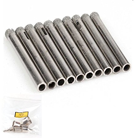 10Pcs 6mm (1/4") Diamond Coated Porcelain Ceramic Glass Hole Saw Drill Bit Extractor Remover Set Tools For Tiles Marble Glass Ceramic