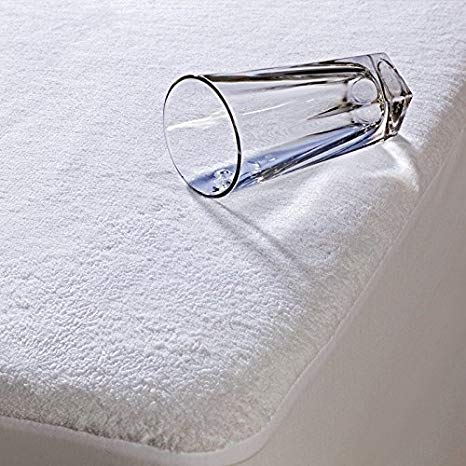 Wake-Fit Water Proof Terry Cotton Mattress Protector - 75" x 60", Queen Size, White