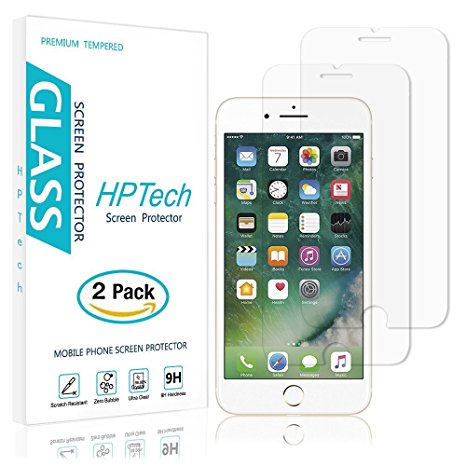 iPhone 7 Plus Screen Protector , [2-Pack] HPTech Apple iPhone 7 Plus , iPhone 6S Plus , iphone 6 Plus Tempered Glass 9H Hardness, Bubble Free, 3D Touch Compatible with Lifetime Replacement Warranty