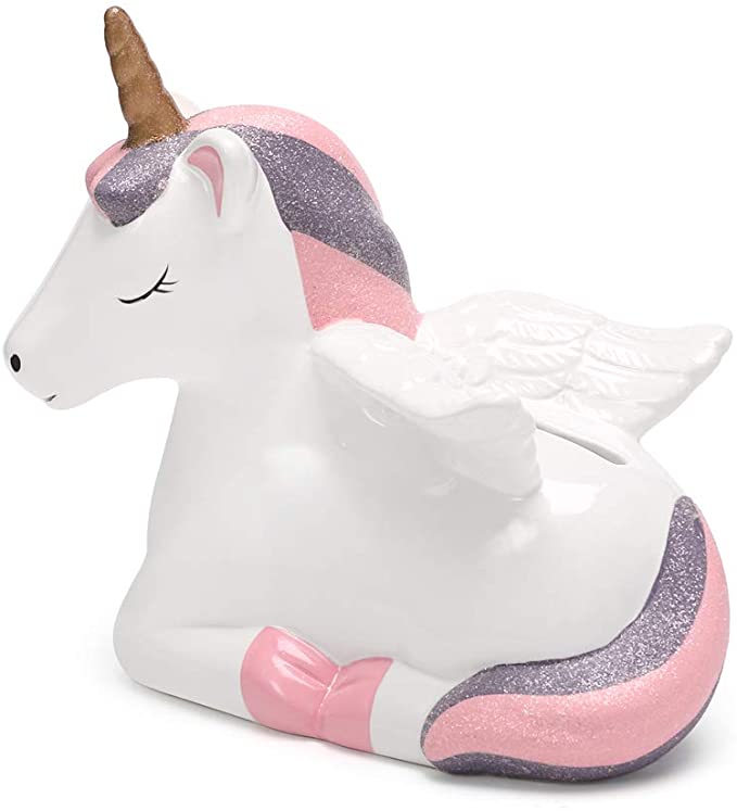 Unicorn Piggy Bank for Girls,Ceramic Kid’s Money Bank Novelty Coin Banks Best Christmas Birthday New Term Great Home Decoration