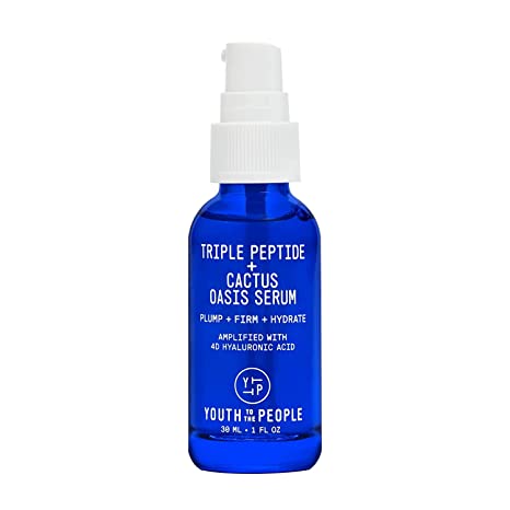 Youth To The People Triple Peptide   Cactus Oasis Face Serum - 4D Hyaluronic Acid Hydrating Serum   Skin Firming Peptides for Face & Malachite Minerals - 3-in-1 Face Tightening Facial Serum (1oz)