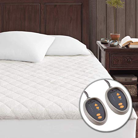 Woolrich Sherpa ELEC MATT Mattress Pad with Auto Shut Off Timer and Two 5 Heat Level Setting Controllers Super Warm, Full, White