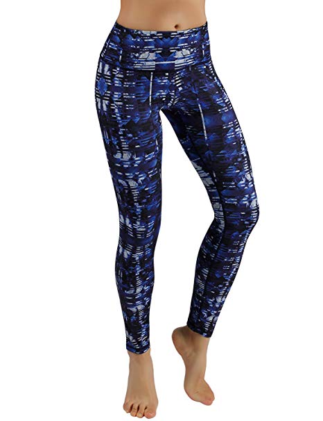 ODODOS High Waist Out Pocket Printed Yoga Pants Tummy Control Workout Running 4 Way Stretch Yoga Leggings