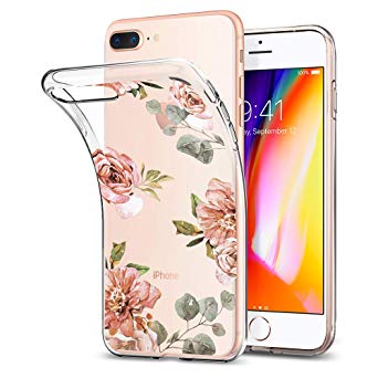 Spigen Liquid Crystal Designed for Apple iPhone 8 Plus Case (2017) / Designed for iPhone 7 Plus Case (2016) - Aquarelle Rose