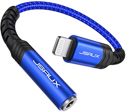 JSAUX Lightning to 3.5mm Female Headphone Jack Adapter, Apple MFi Certified iPhone Audio Dongle Cable Earbuds Headphone Converter Compatible with iPhone 11/11 Pro/11 Pro Max/SE/X XR XS XS Max 8-Blue