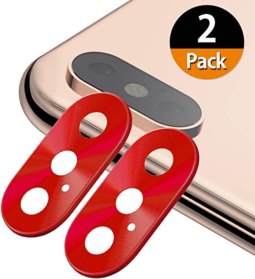 for iPhone Xs/XS Max Camera Lens Protector - [2 Pack] Uniwit Premium Aluminum Alloy Back Rear Camera Lens Screen Cover Case Shield - Red