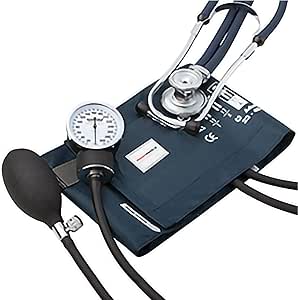 McKesson Premium Aneroid Sphygmomanometer and Stethoscope Combo Kit - Blood Pressure Gauge/Cuff, Sprague Rappaport Stethoscope, Navy Blue- Size 11, 23-40 cm, 22 in Tube, 1 Count