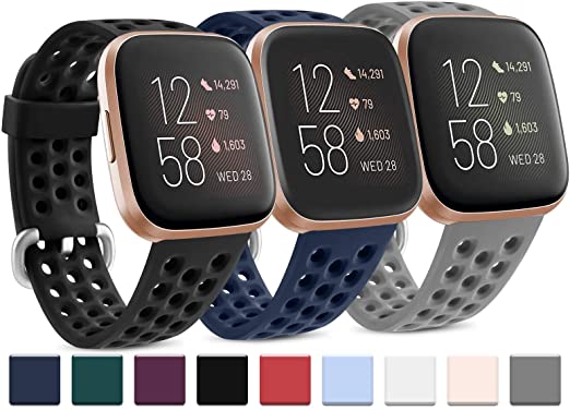 Vancle Silicone Bands Compatible for Fitbit Versa/Versa 2 / Versa Lite/Versa SE, Soft Silicone Sport Band Strap for Fitbit Versa Smart Watch Women Men Small Large