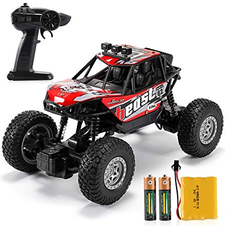 Dennov RC Truck Car, Remote Control Truck Car, 1/20 Scale Rechargeable RC Crawler Toy Car for Adults & Kids, Red