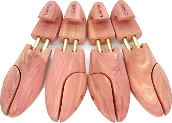 Luxinton 'Luka' Men's Twin Tubed Cedar Shoe Tree with Hooked Heel 2-pack (for 2 pairs of shoes)