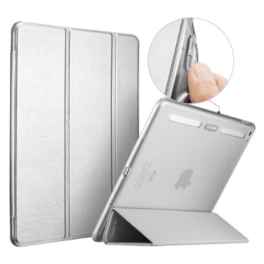iPad Air 2 Case, ESR [Corner/Bumper Protection] Smart Cover Case with Soft TPU Bumper and Auto Wake/Sleep Function for iPad Air 2 / iPad 6 (Metallic Silver)