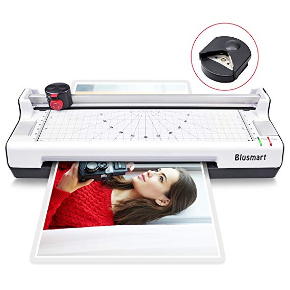 4 in 1 Blusmart OL288 Laminator, A4, Rotary Trimmer/Corner Rounder/10 Laminating Pouches, White