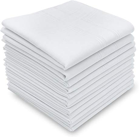 Silky Soft Pure White Cotton Men's Handkerchiefs/Hankies Pack of 6