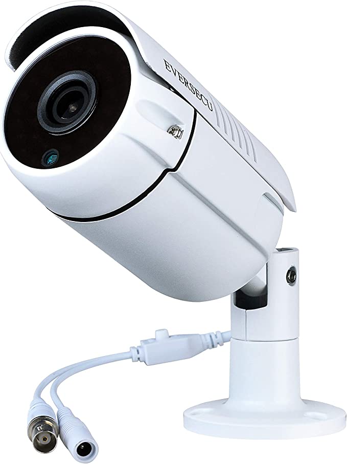 Eversecu 1080P 2.0MP HD CMOS Sensor AHD/TVI/CVI/960H Bullet Analog Camera, 2MP Full HD Weatherproof CCTV Security Camera for Outdoor Surveillance (3.6 mm Lens, Metal, White) … …