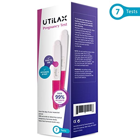 Early Detection Pregnancy Tests [7 Sticks] One-Step Urine Test Kit (HCG) by Utilax: Over 99% Accuracy, Easy to Use - FDA Approved Best Quality & Value