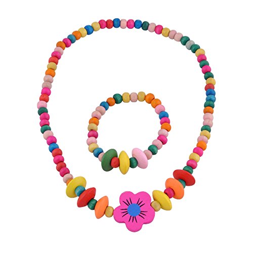 SmitCo LLC Jewelry For Kids, Little Girls and Toddlers, Bright Stretch Necklace and Bracelet Set