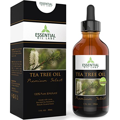 Tea Tree Oil - Therapeutic Grade 45% terpinen-4-ol (Australian) - 1fl oz with Glass Dropper - Premium Select from Essential Oil Labs
