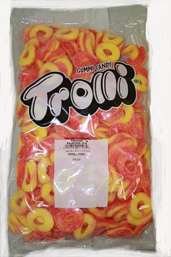 Trolli Gummi Peach Rings, 4lb Bag