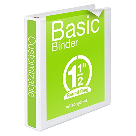 Wilson Jones Round Ring View Binder, 1.5 Inch, Basic, 362 Series, Customizable, White (W362-34WV)