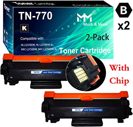 2-Pack Compatible TN770 TN-770 Toner Cartridge Work for MFC-L2750DW L2750DWXL HL-L2370DW L2370DWXL Printer (High Yield 2-Pack), by MuchMore