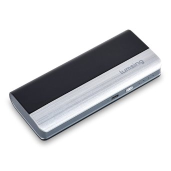 Lumsing Harmonica Series Dual-USB Portable Battery Charger 13000 mAh External Power Bank for iPhone 6s 6 Plus 5s iPad Air iPad Mini Samsung Galaxy S6 Edge Plus S6 S5 Nexus HTC Gopro & More - Black