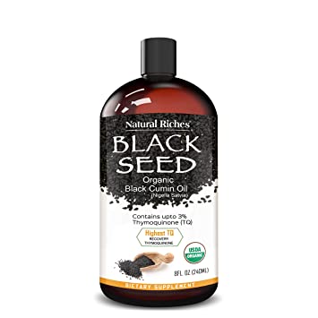 PURE Organic Nigella Sativa USDA Certified Premium Black Cumin Seed Oil GLASS BOTTLE Highest TQ up to 3% Undiluted Cold Pressed No Solvents Vegan Non-GMO 8 oz Blackseed Kalonji Omega