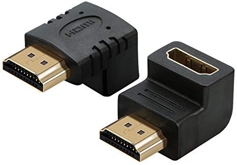 HDMI Male to Female Adapter,CableCreation 2 Pack 90 and 270 Degree Upward Angle HDMI to HDMI Converter, 4K 3D HDMI Extender for Roku,PS3,PS4,Fire Stick,Chromecast, Nintendo Switch,HDTV,Laptop,Xbox