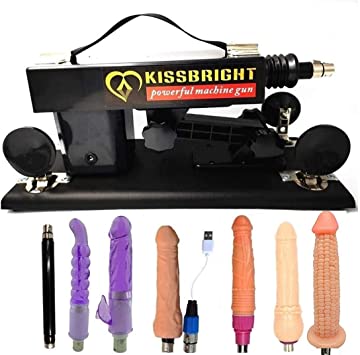 Powerful Retractable & Thrusting Machine Massage Devices with Various Attachments Black