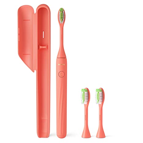 Philips One by Sonicare Battery Toothbrush, Brush Head Bundle, Miami Coral, BD1001/AZ