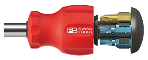 PB Swiss Tools PB-8453 Insider Stubby - SwissGrip 1/4" bit holder with 6 Precision Bits in the handle