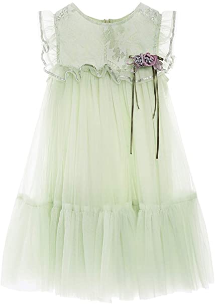 Zedde Little Girls 1-8T Lace Sleeveless Party Birthday Tulle Dresses Pageant Toddler Flower Girl Dress