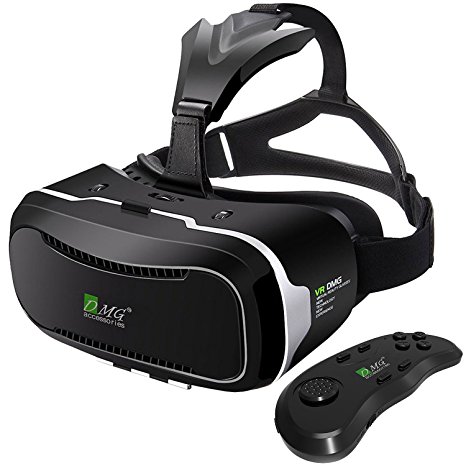 DMG Virtual Reality Headset with Advanced Controller, DMG 3D VR Adjustable Glasses Virtual Reality Box for iPhone 7 Plus 6 Plus 6s, all Smartphone