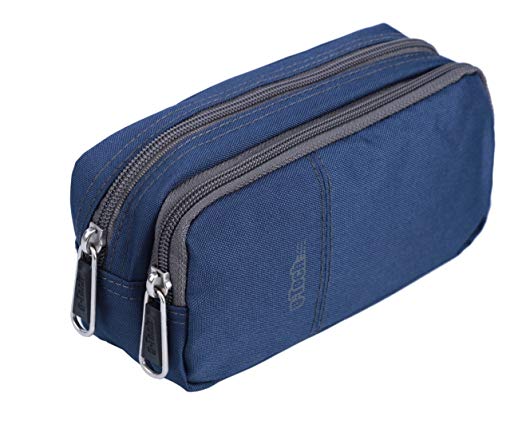 Pencil Case Large Capacity Pencil Pouch with Double Comparments (Navy)