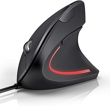TECKNET Ergonomic Mouse, 6400 DPI Silent Mouse 6 Buttons Wired Mouse 4 Adjustable DPI Vertical Mouse Compatible with Windows/Chrome/Laptop/Computer