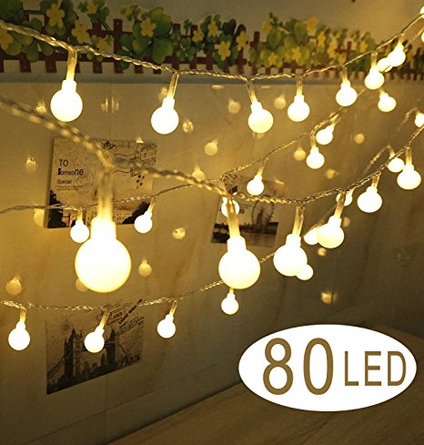 Fourheart Globe String Lights, 80 Balls 39Ft/12M USB Powered Long LED Ball Fairy Lights Perfect for Indoor Outdoor Garden Christmas Tree Party Festival Wedding Decoration (Warm White)
