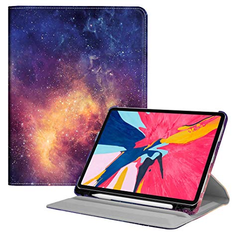 Fintie Case with Built-in Pencil Holder for iPad Pro 11" 2018 [Support 2nd Gen Pencil Charging Mode] - Multiple Angles Stand Protective Cover with Auto Sleep/Wake, Galaxy