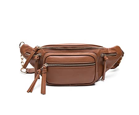 miss fong Fanny Packs for Women, Belt Bag, Waist Bag, Leather Fanny Pack with 9 Pockets.